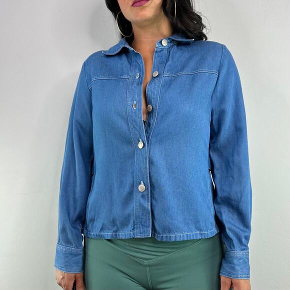 Pendleton Petites Chambray Button Front Blouse - Picture 5 of 9